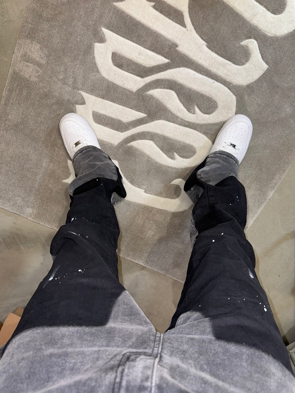 Grey Black Flared Denim