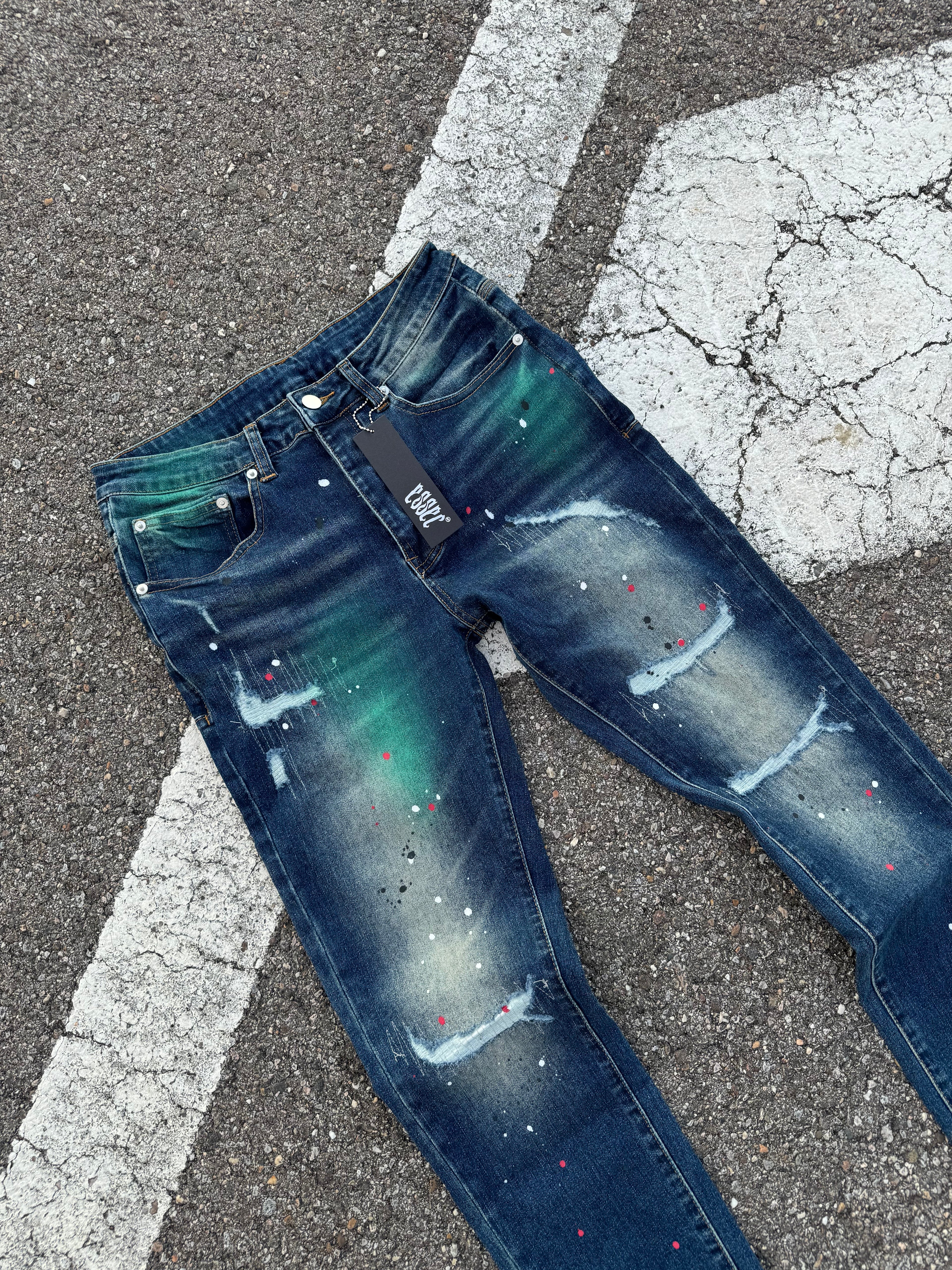 Dark Blue Paint Denim