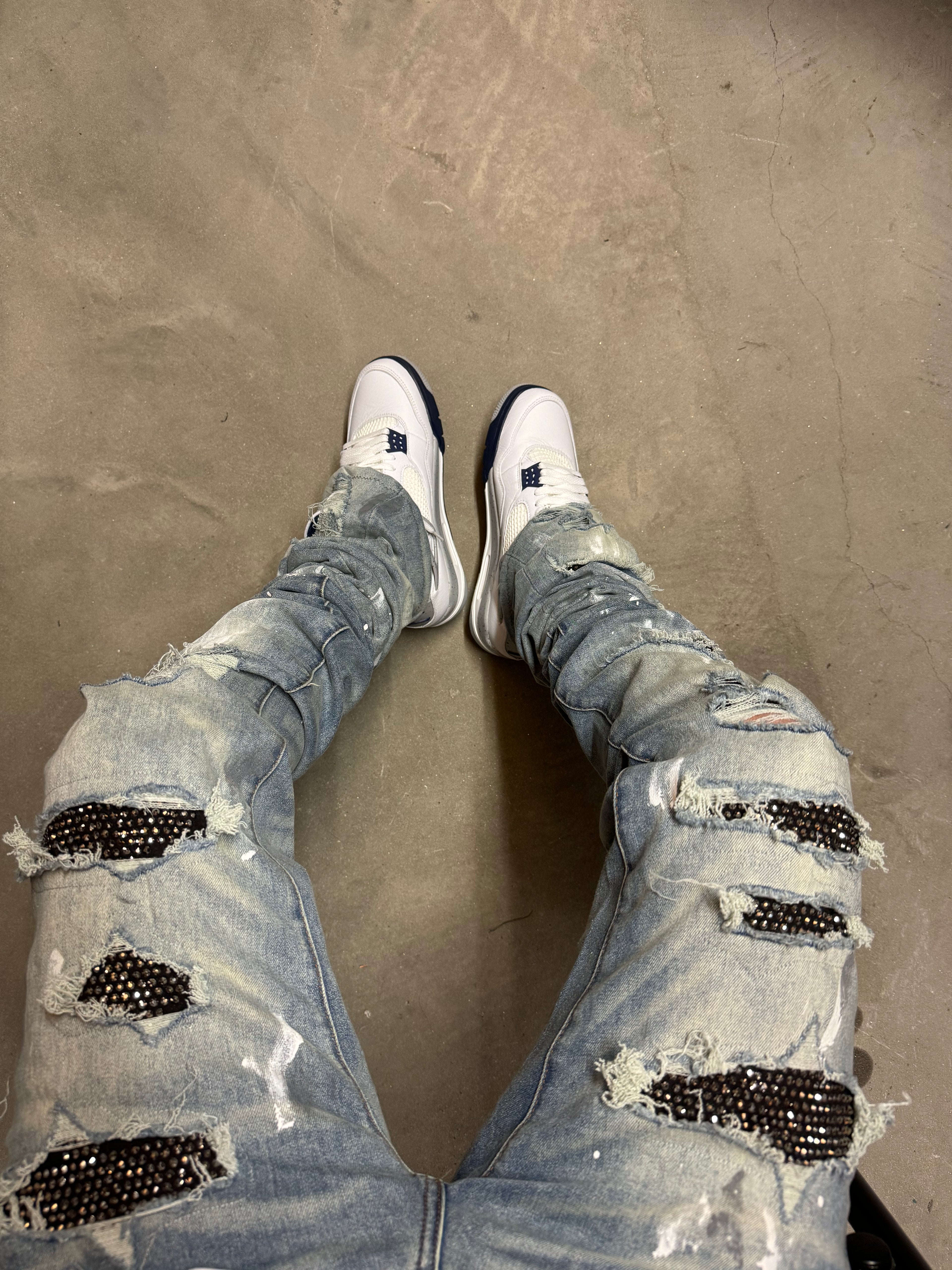 Stacked vvs Distressed Denim