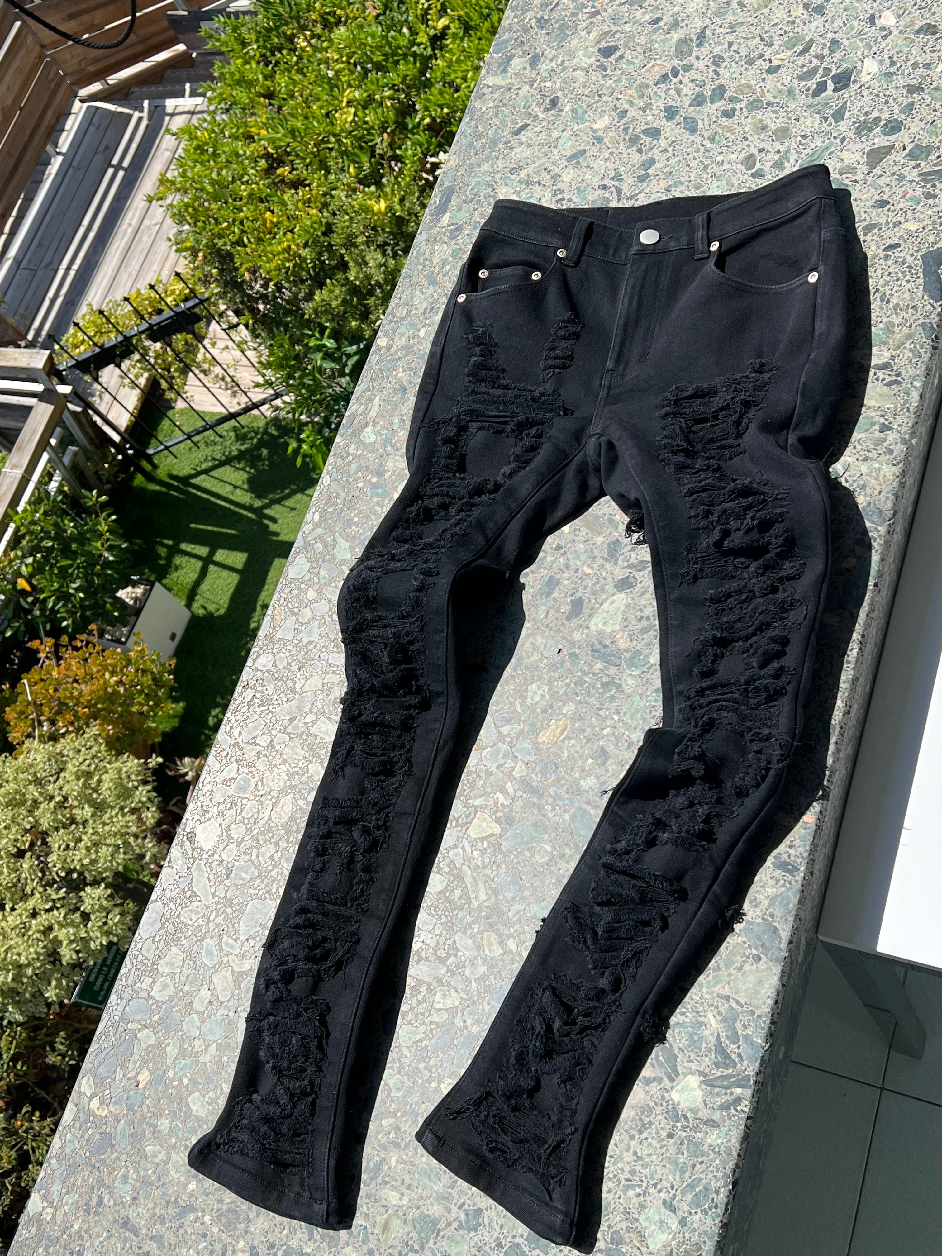 Full Black Distressed Denim