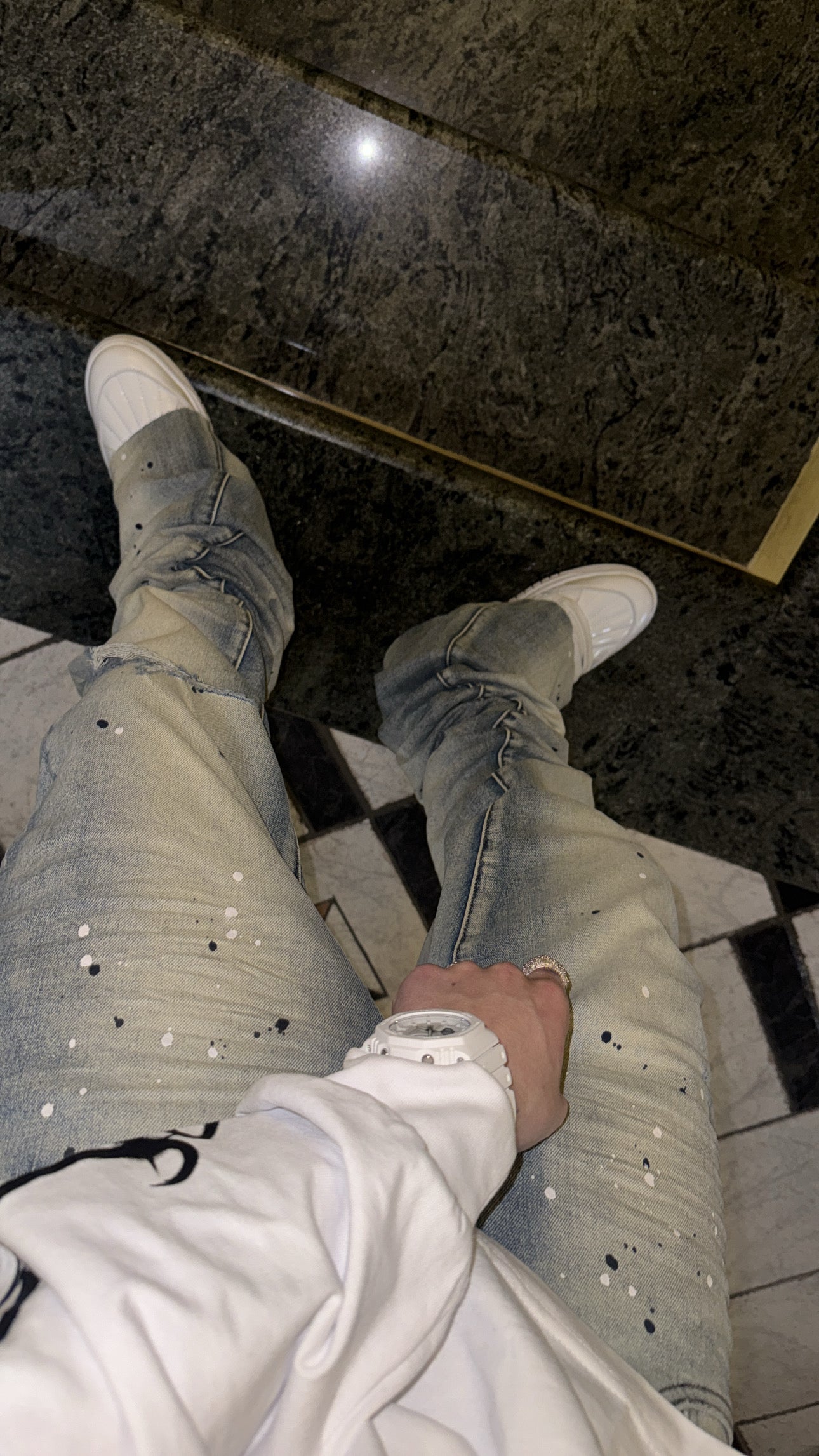 Stacked Blue Painted Denim