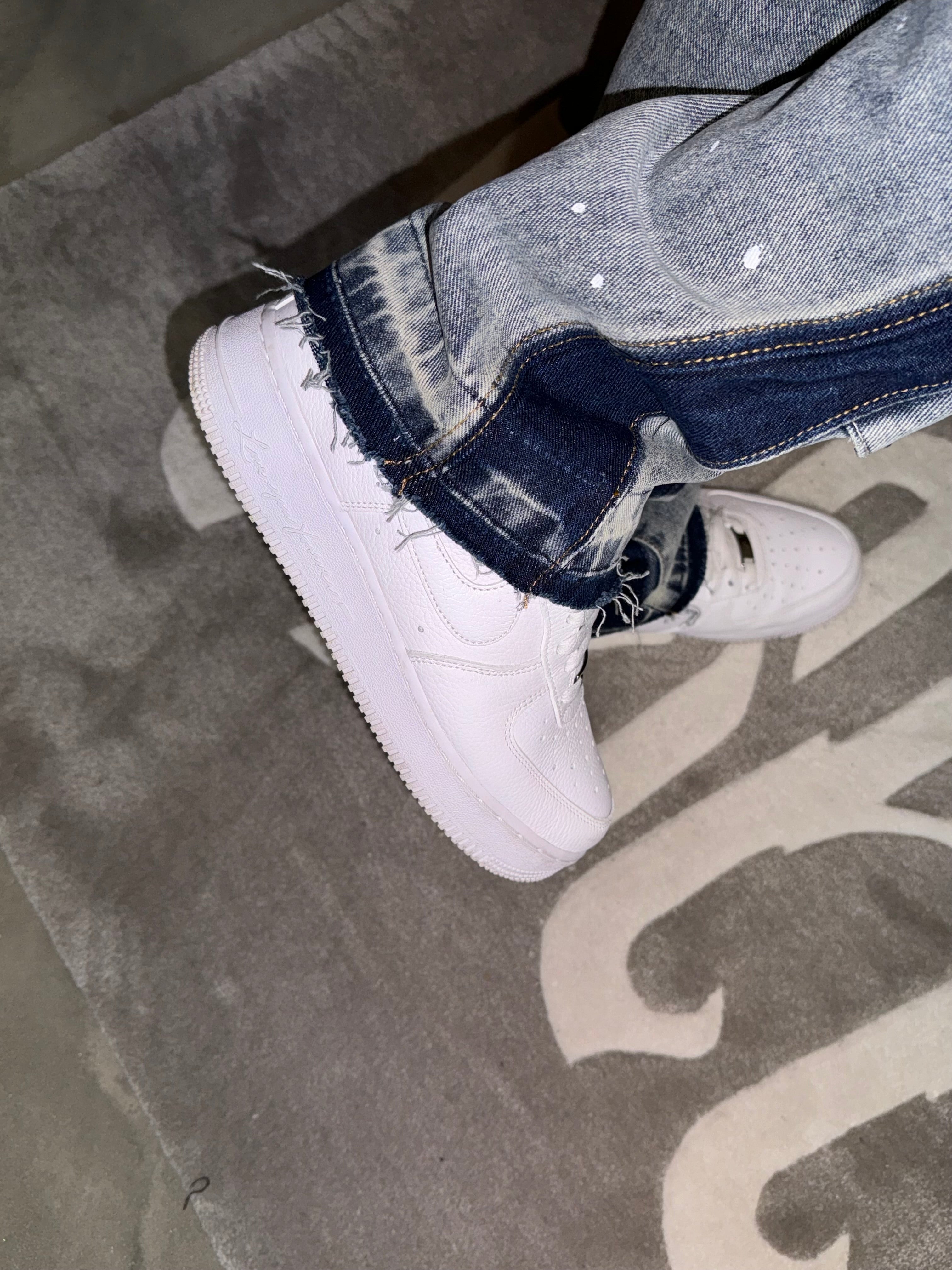 Blue Painted Flared Denim