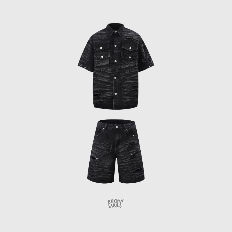 Denim Distressed Set Black
