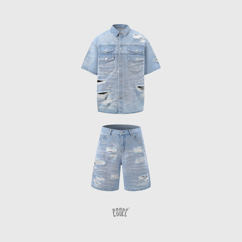 Denim Distressed Set Blue