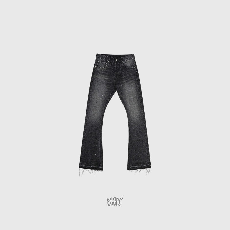 Essec Flared Black Painted Denim