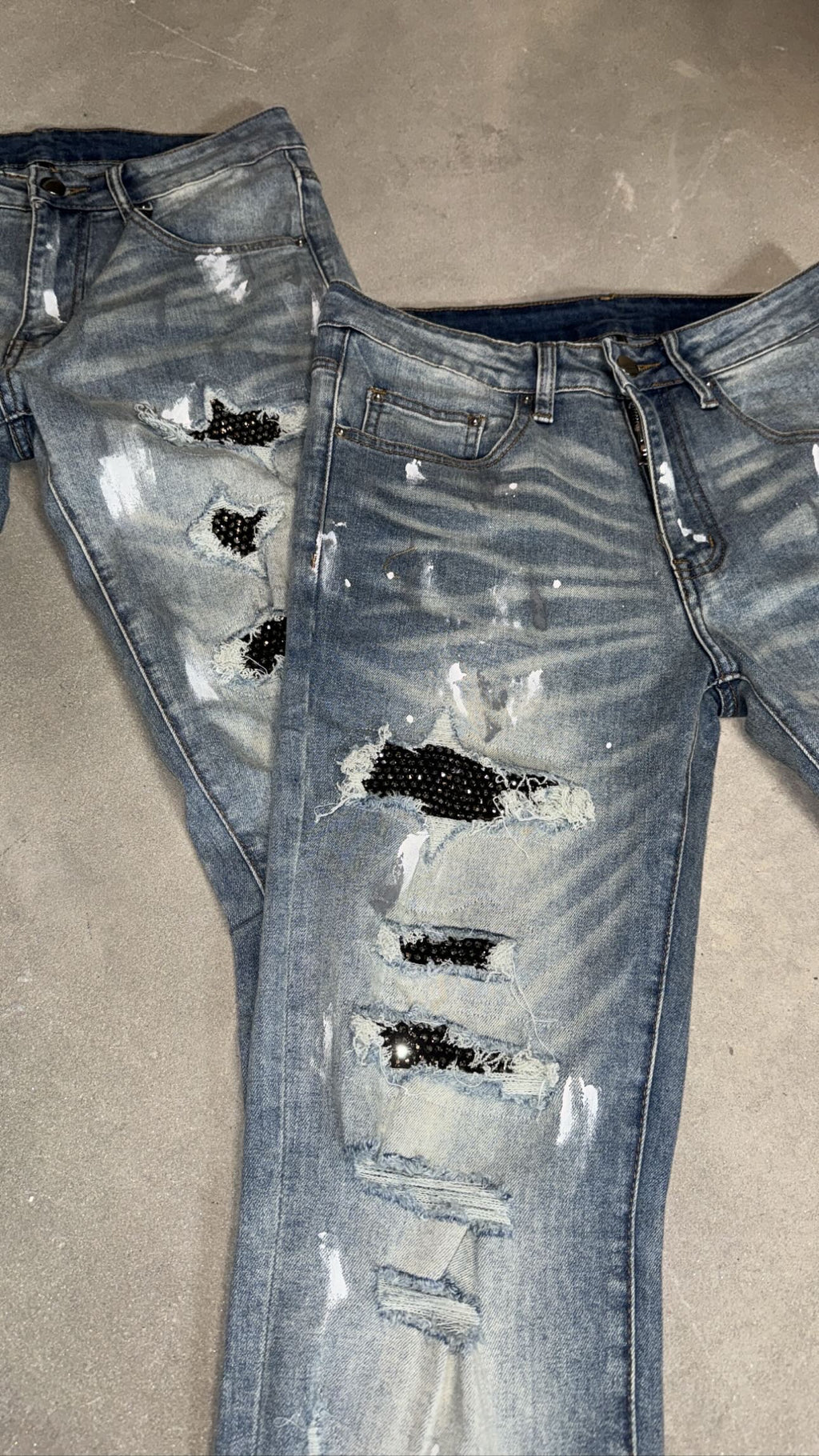Distressed vvs blue Denim