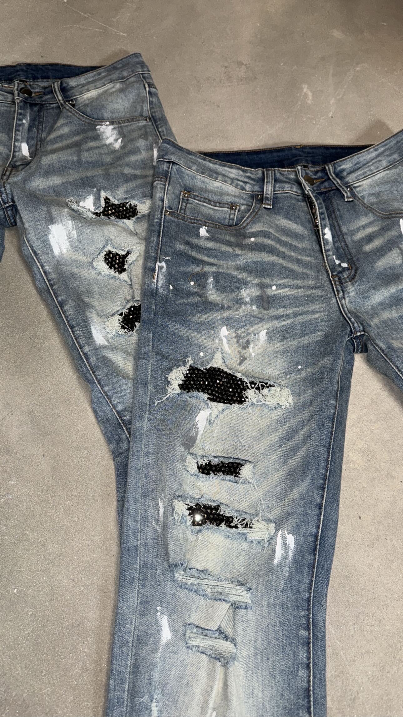Distressed vvs blue Denim