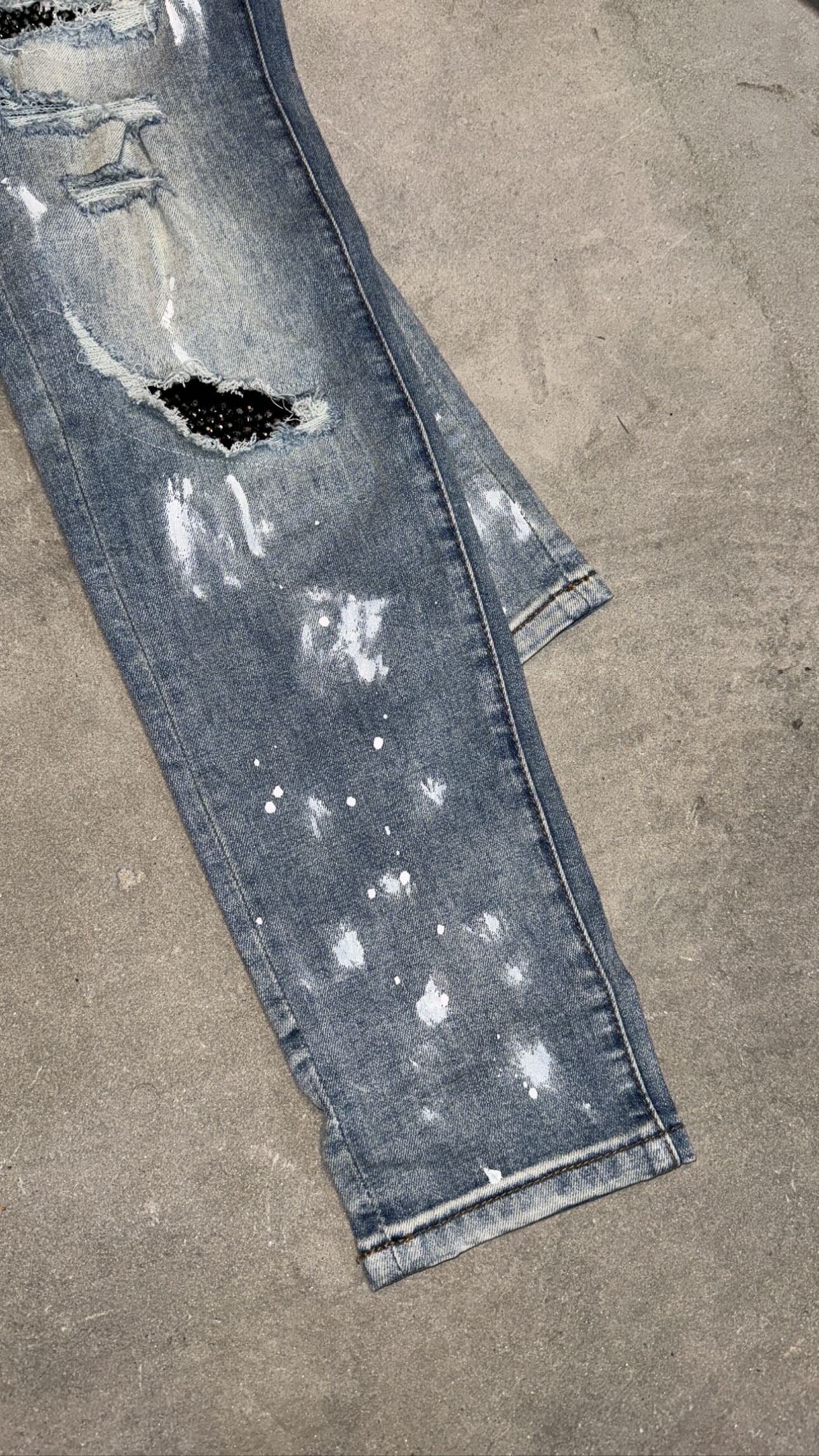 Distressed vvs blue Denim