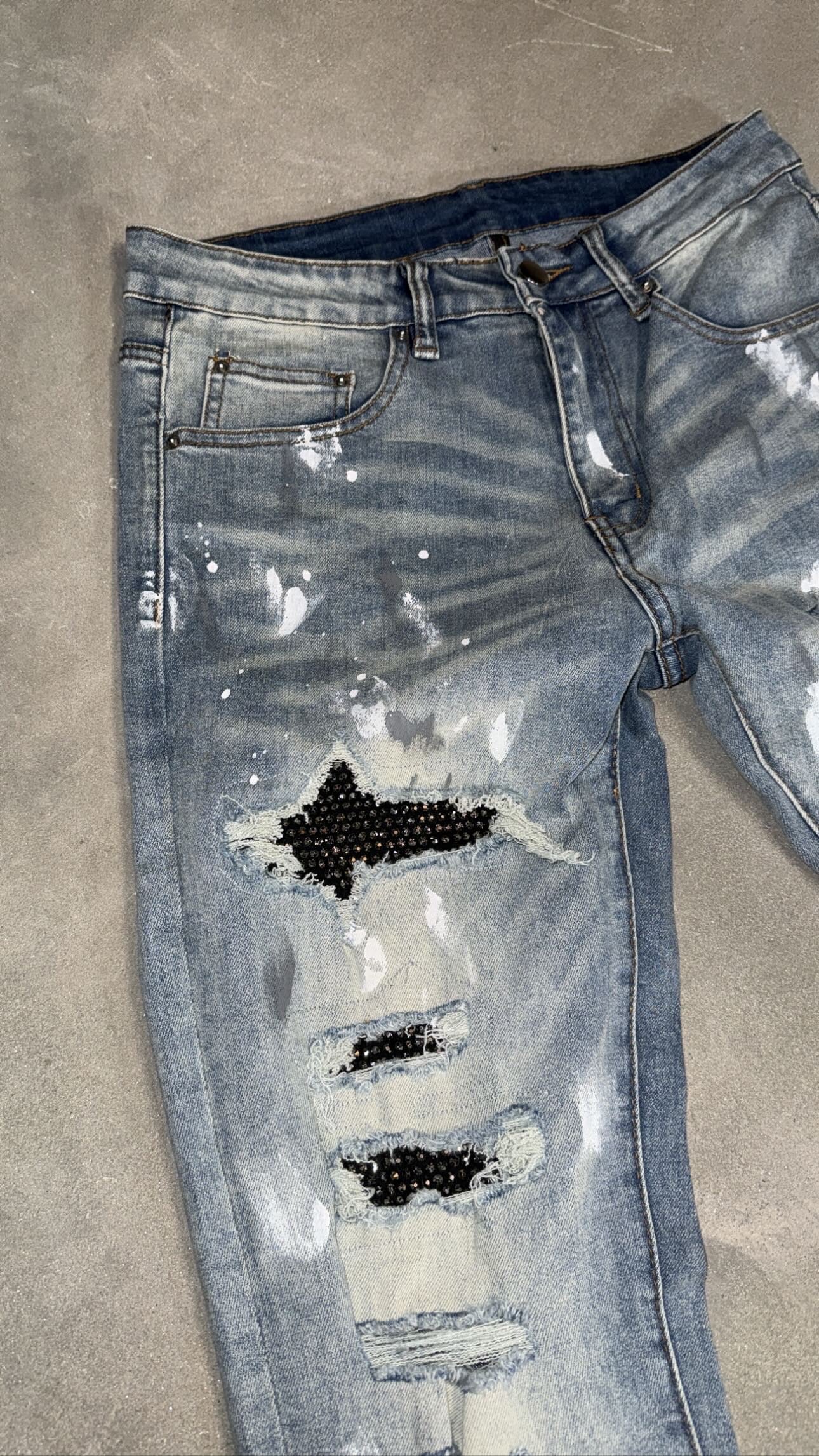 Distressed vvs blue Denim