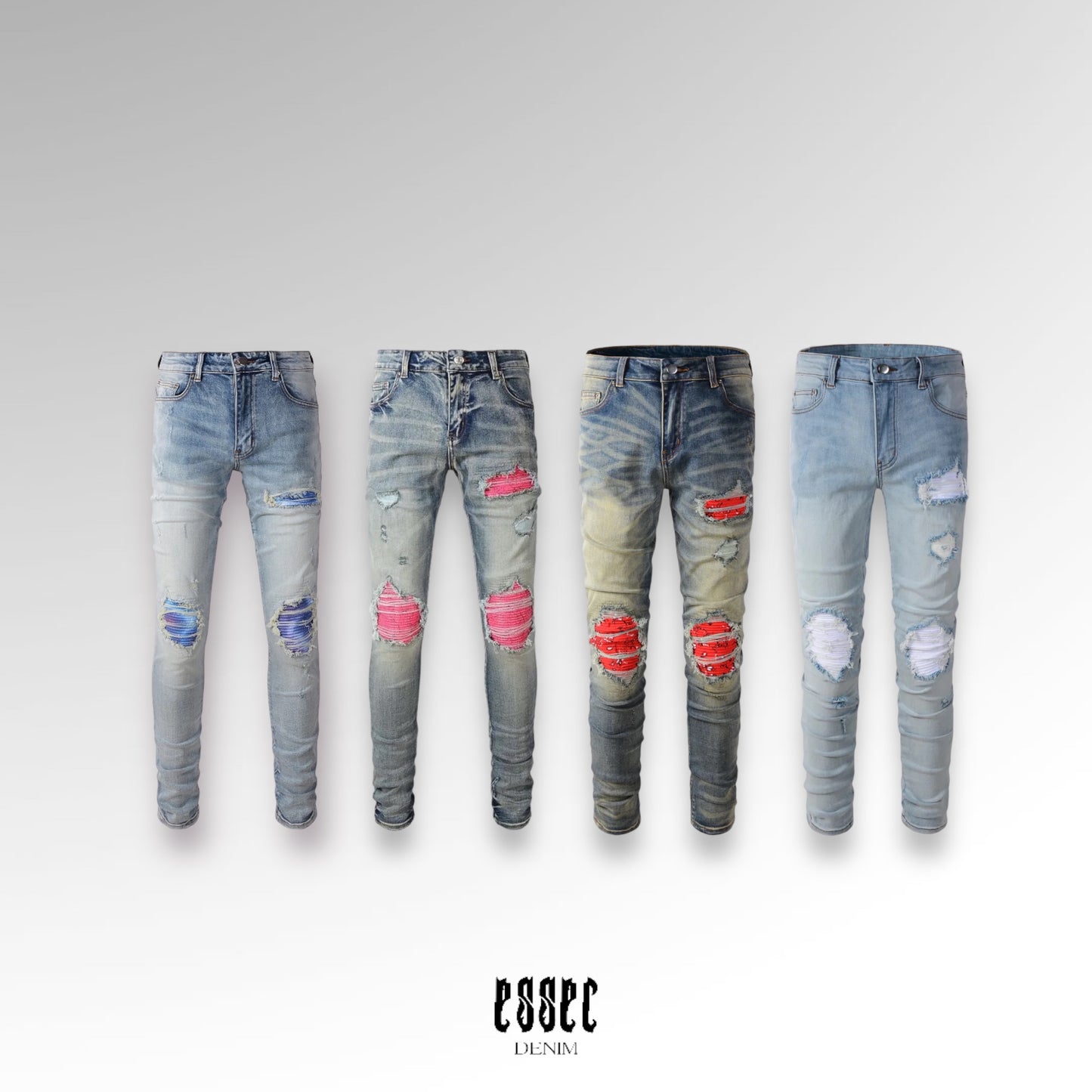 Colored Patches Pack Denim (x4)