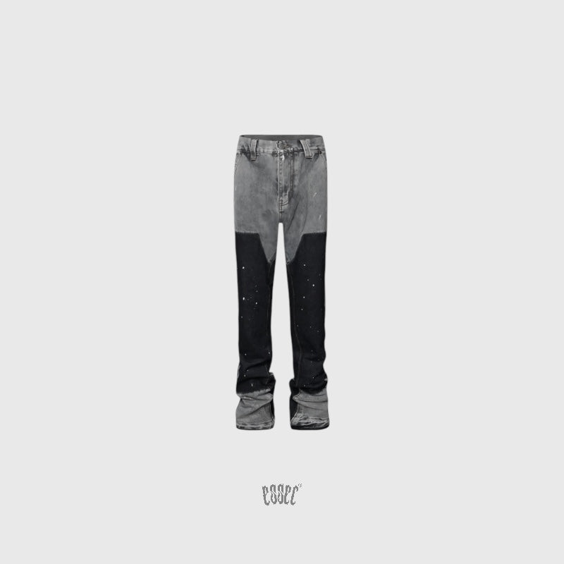 Grey Black Flared Denim