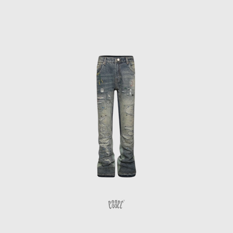 Stacked Blue Distressed Denim