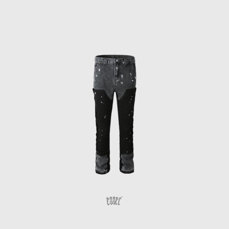 Black Painted Flared Denim