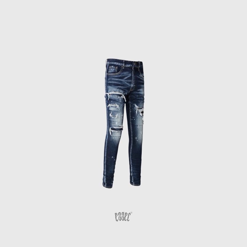 Luxury Distressed Blue Denim