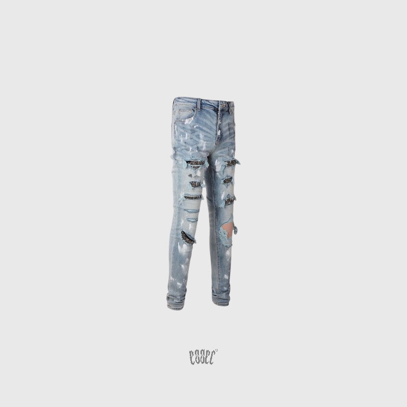 Distressed vvs blue Denim