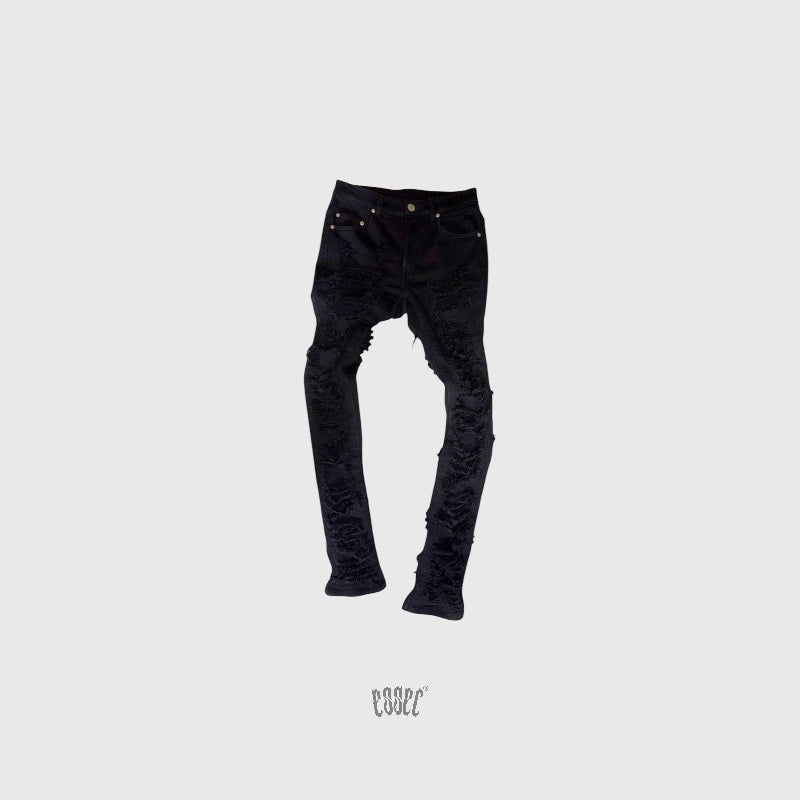 Full Black Distressed Denim