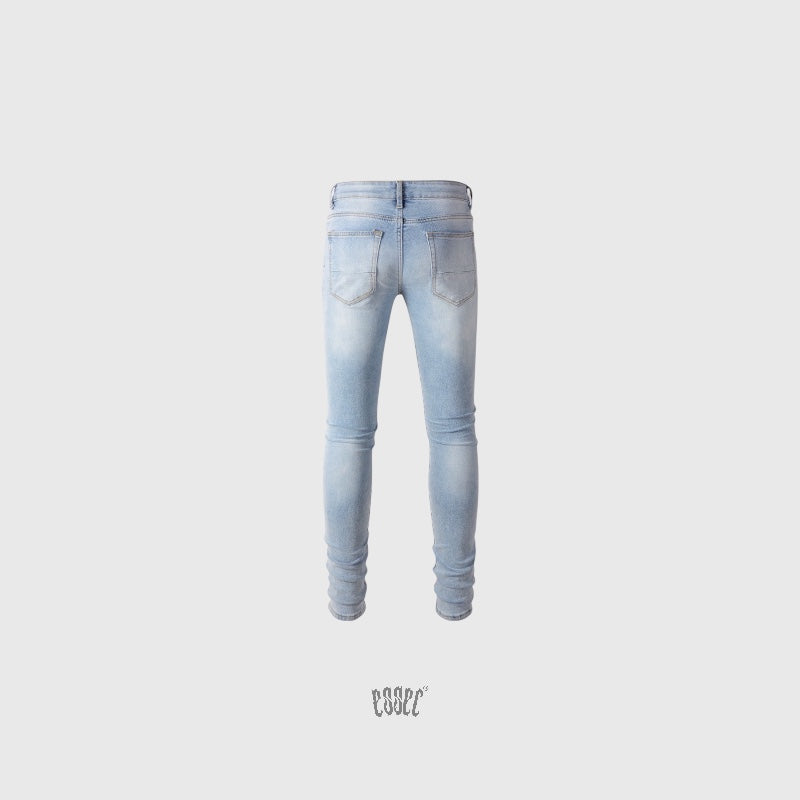 Full Ripped Leather Denim