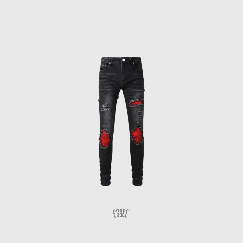Red Patch Black Denim