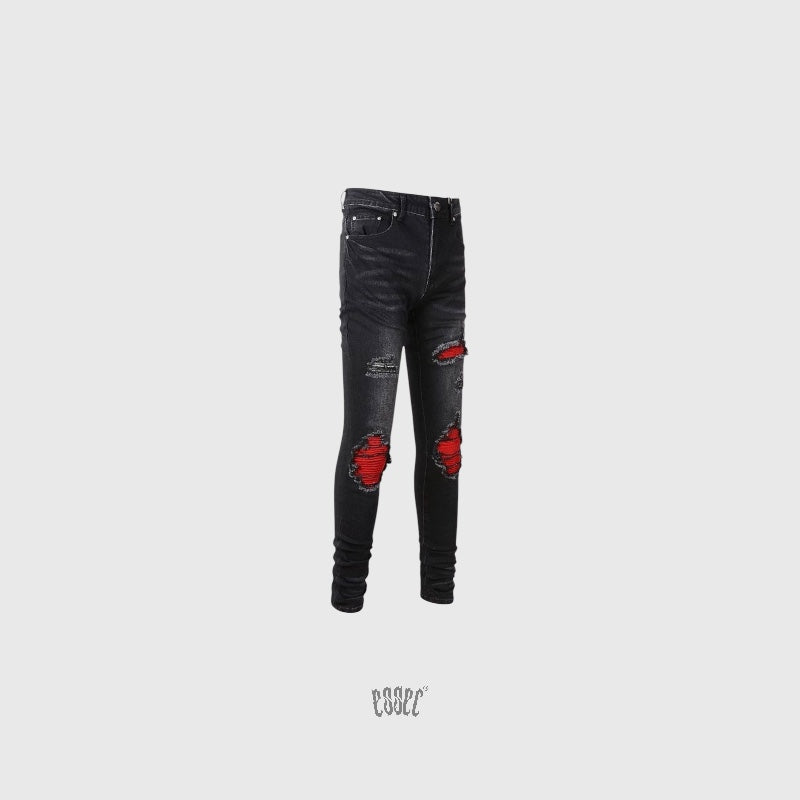 Red Patch Black Denim