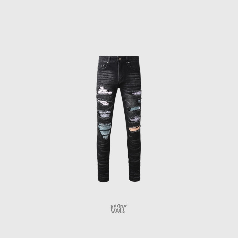 Black Silver Bandana Denim