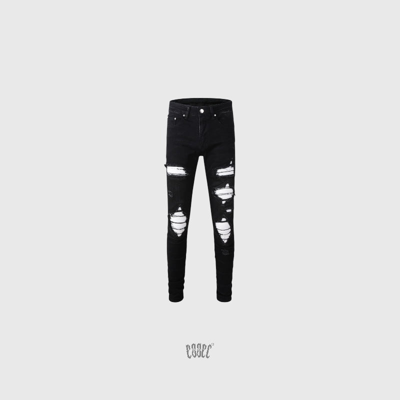 Full White Patch Black Denim