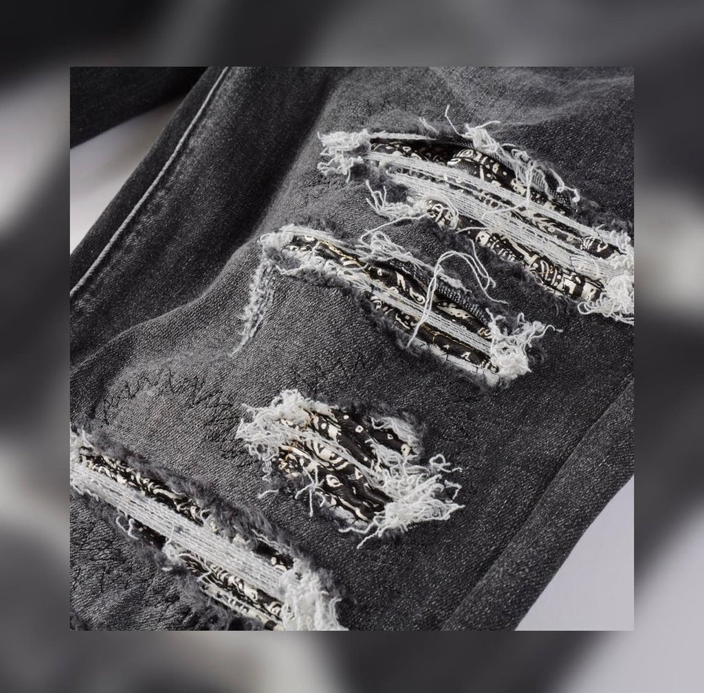 Dark Grey Bandana Denim