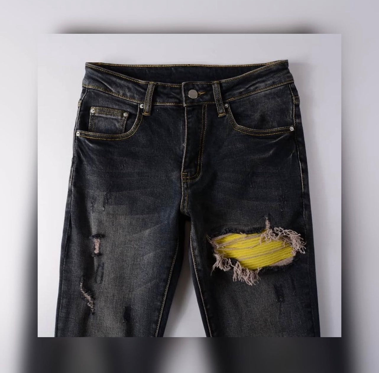 Dark Grey Yellow Denim