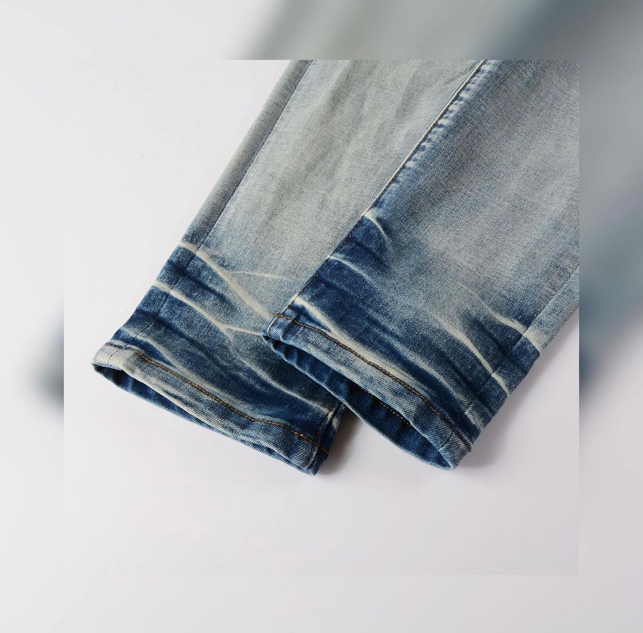 Black Leather Patch Denim