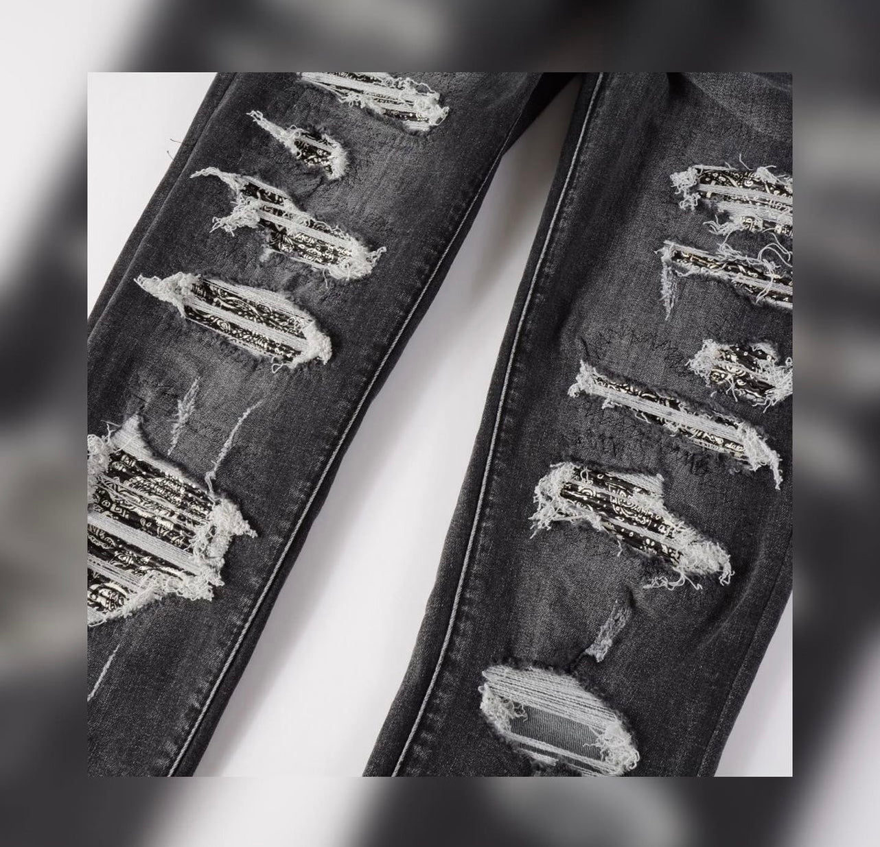 Dark Grey Bandana Denim