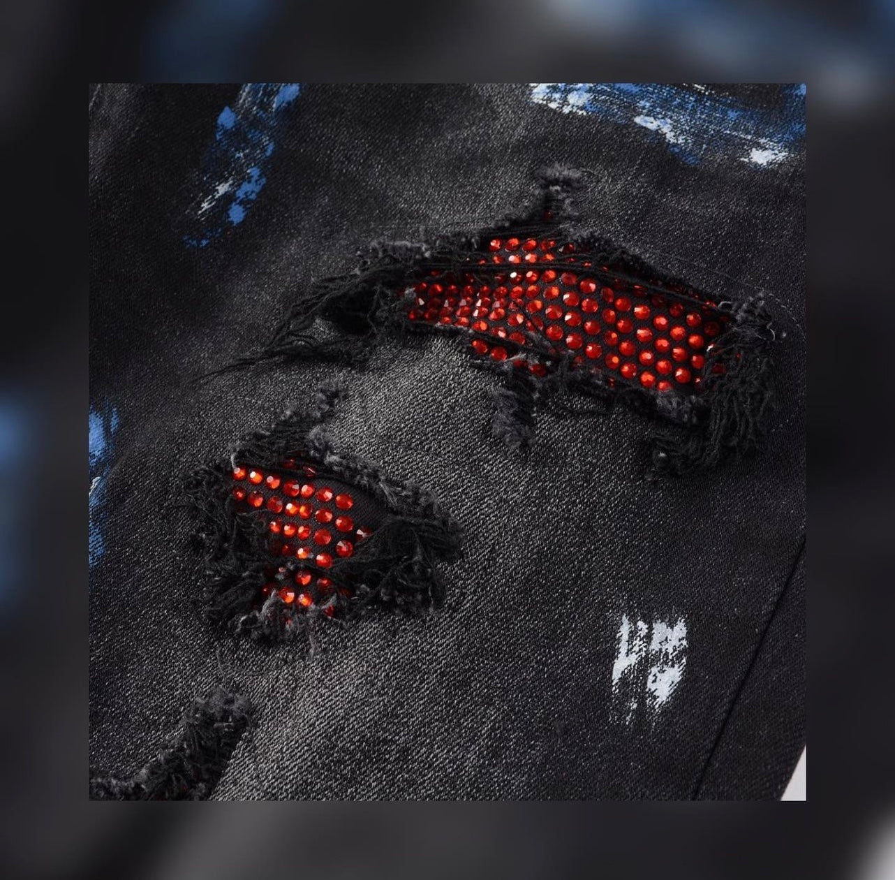 Red vvs black denim