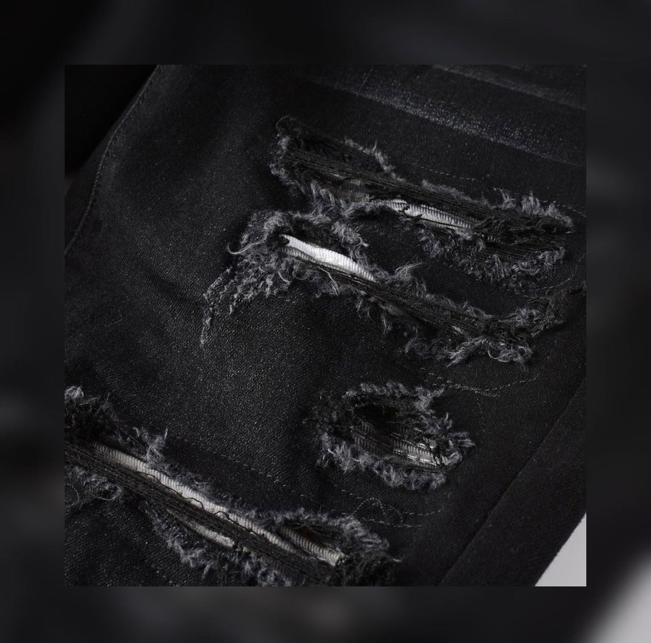 Full Black Silver Patch Denim